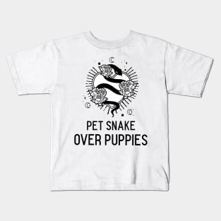 Pet snake over puppies snake lover Kids T-Shirt